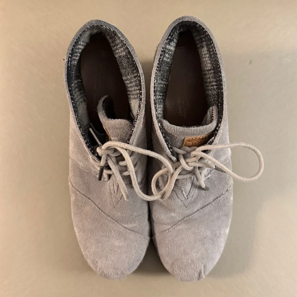 Toms grey Aztec suede wedge boots Women’s 9